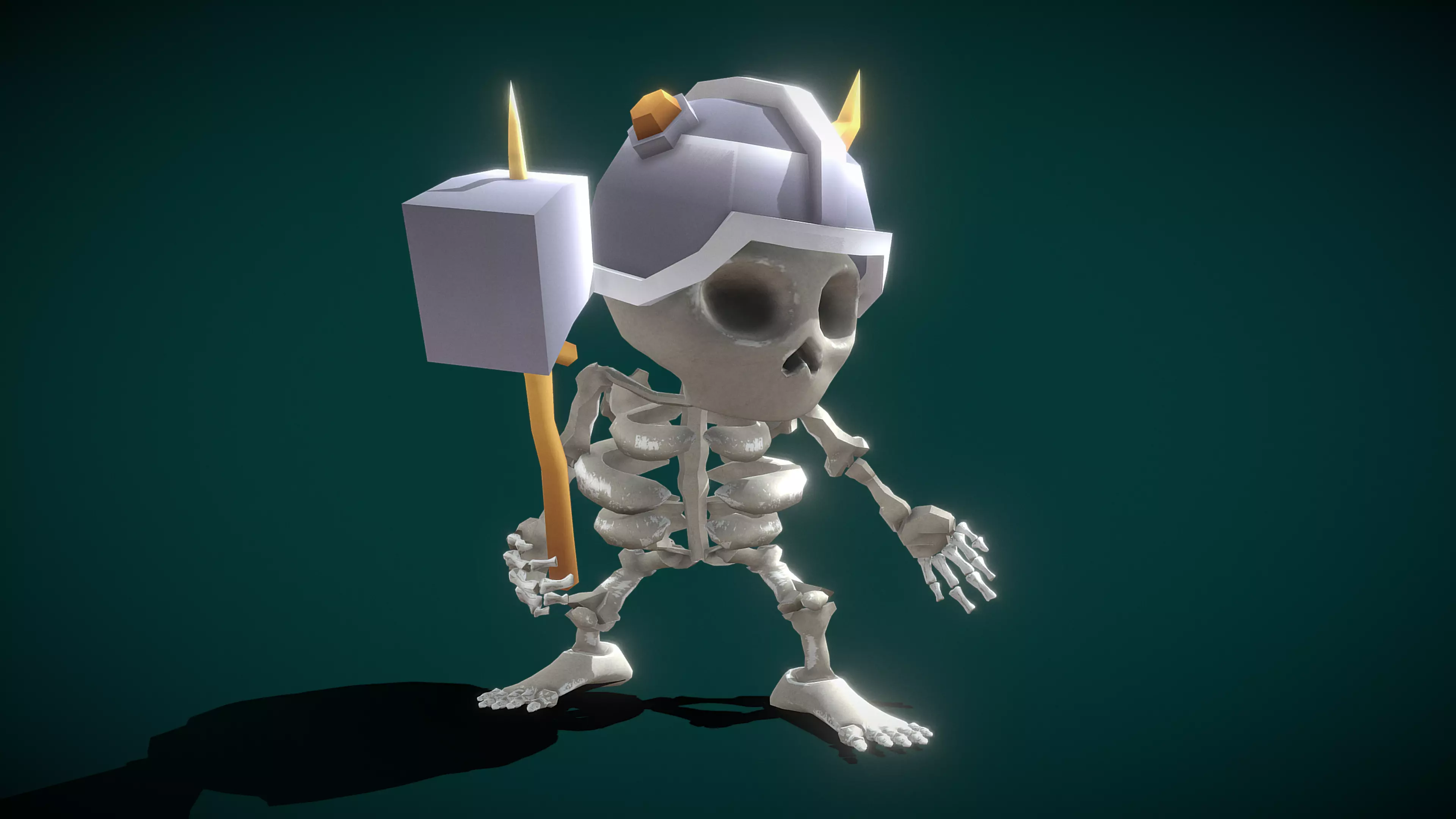 Skeleton Soldier Low-poly 3D model_0