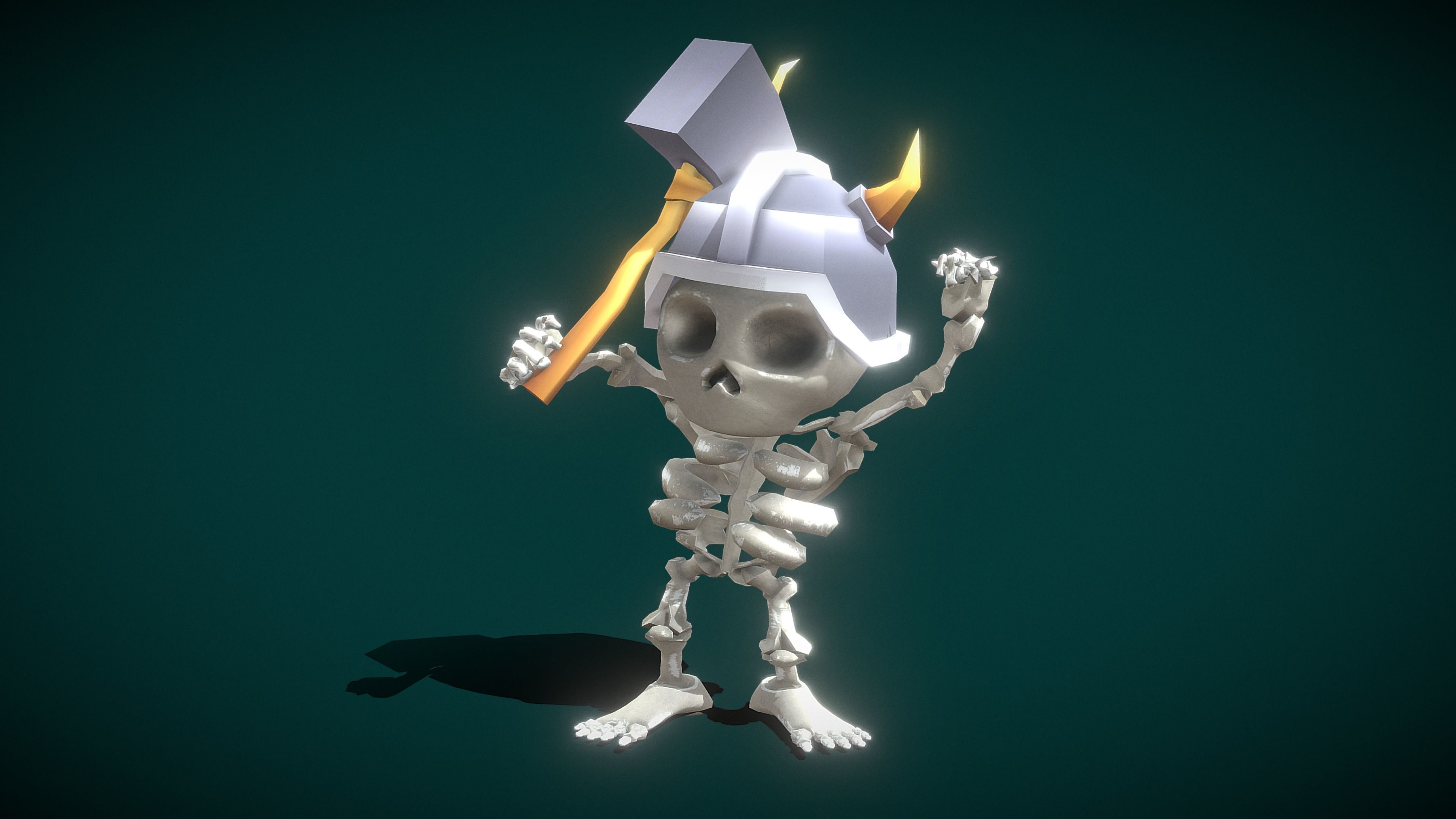 Skeleton Soldier Low-poly 3D model_3