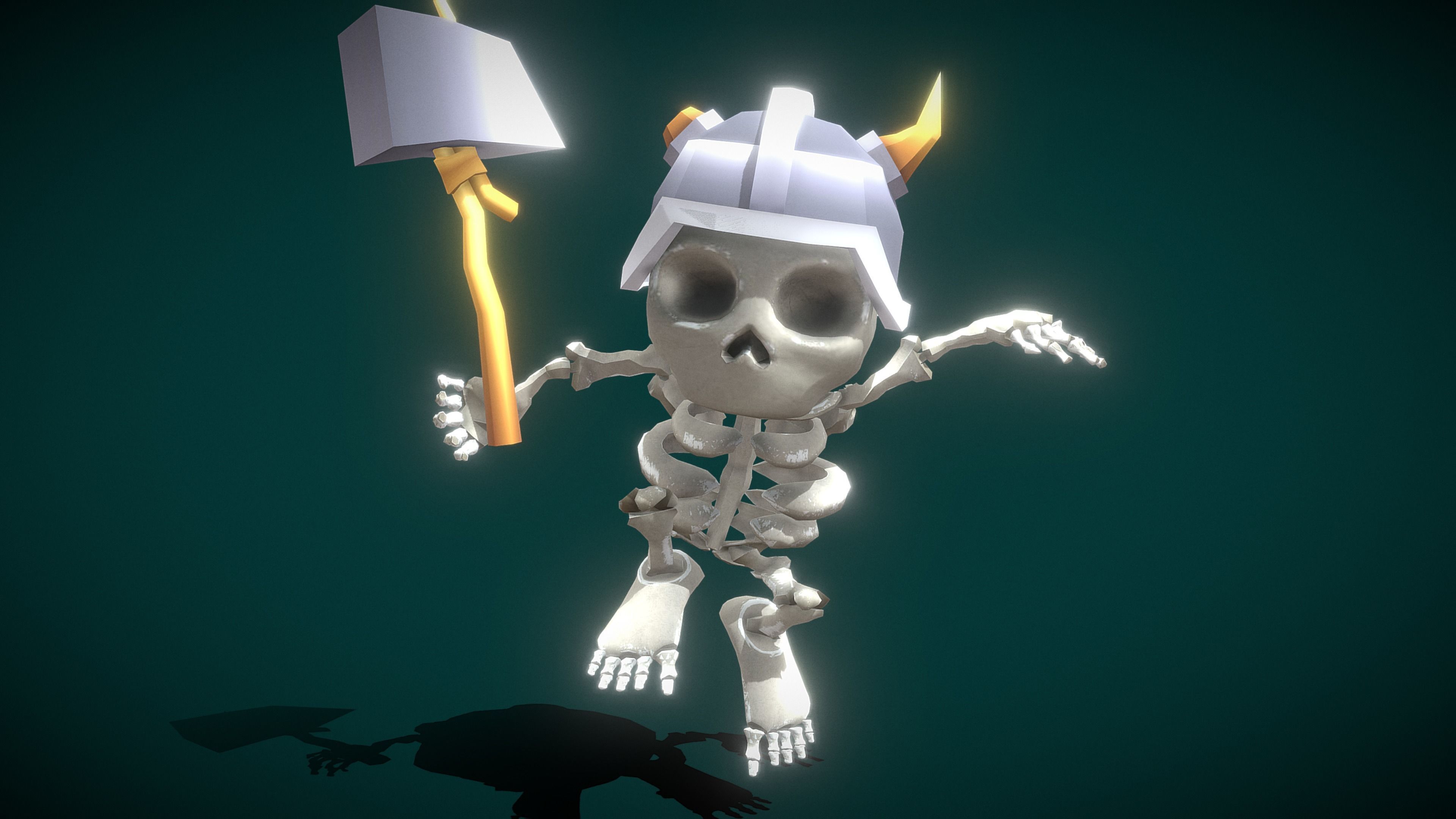 Skeleton Soldier Low-poly 3D model_5
