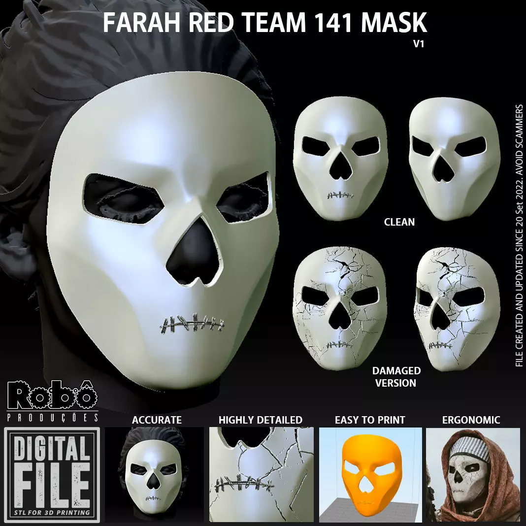Farah Red Team 141 Mask - Call of Duty - MW2 - Warfare 3D print model_0