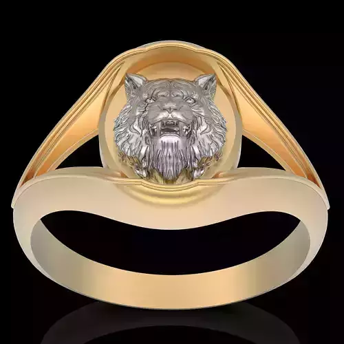 Tiger ring silver gold printable jewelry 3D model