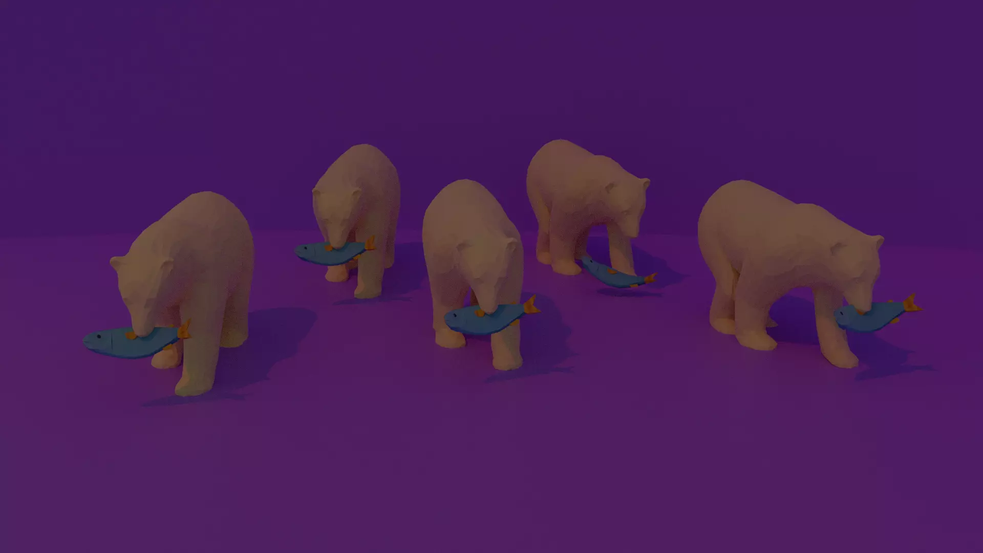 Bear With Fish Free low-poly 3D model