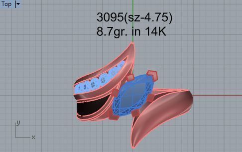 Knot pave diamond ring 3095 3D print model 3D print model_4