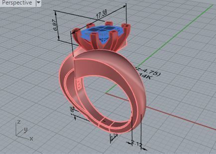 Knot pave diamond ring 3095 3D print model 3D print model_7