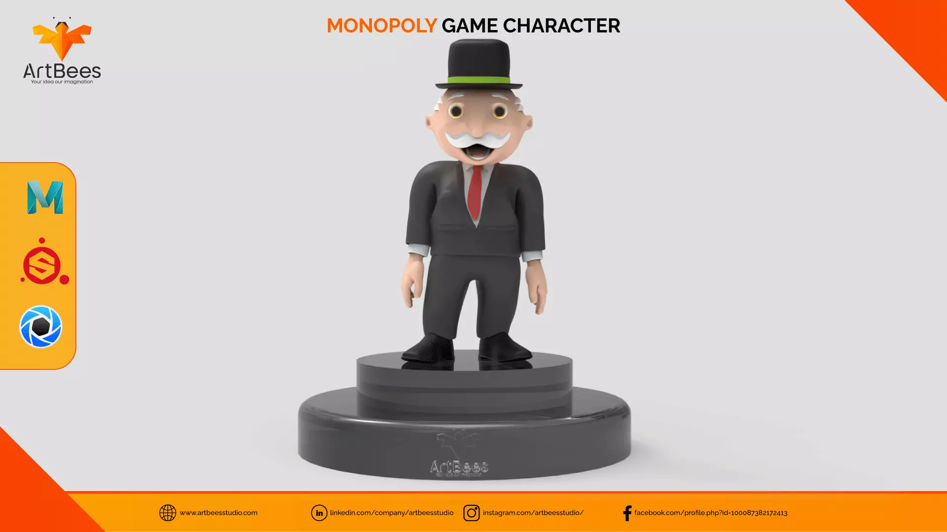 Mr Monopoly character Low-poly 3D model_0