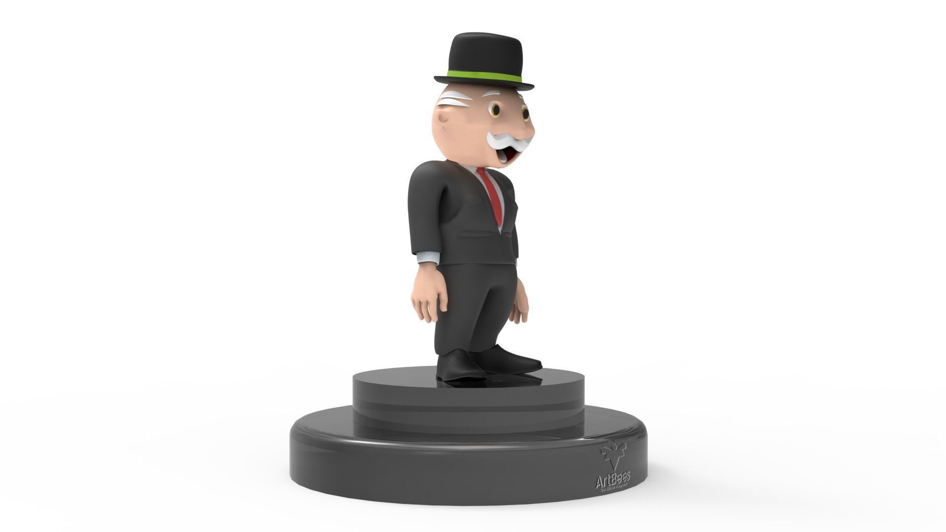 Mr Monopoly character Low-poly 3D model_2