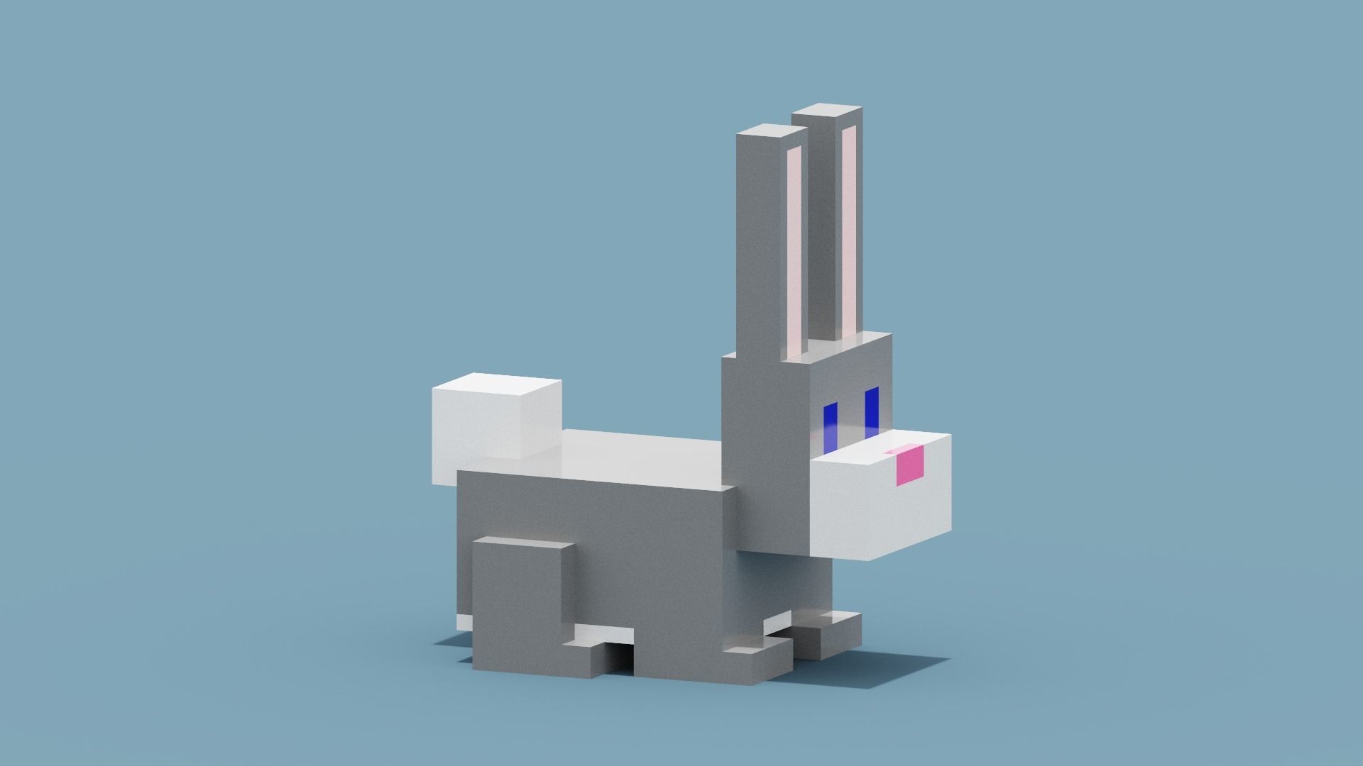 Voxel Rabbit Low-poly 3D model_11