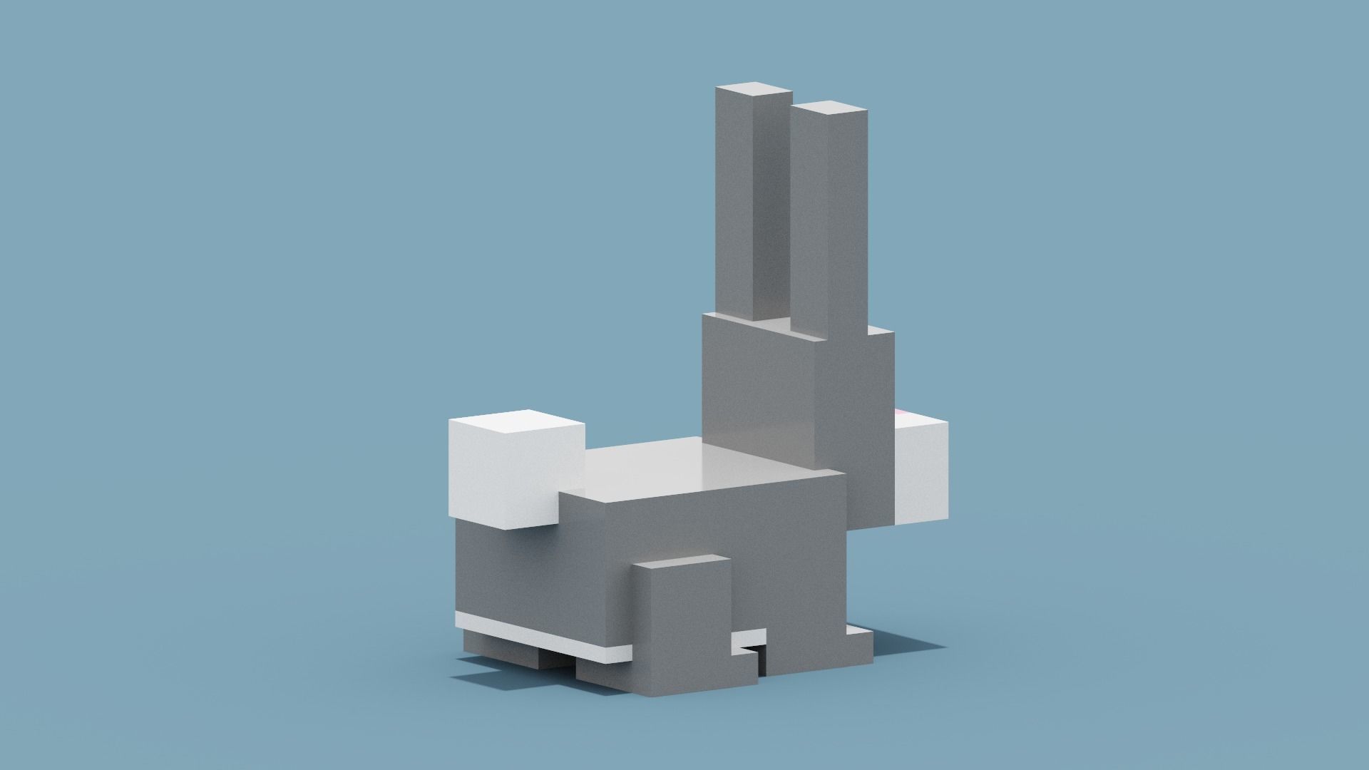 Voxel Rabbit Low-poly 3D model_6