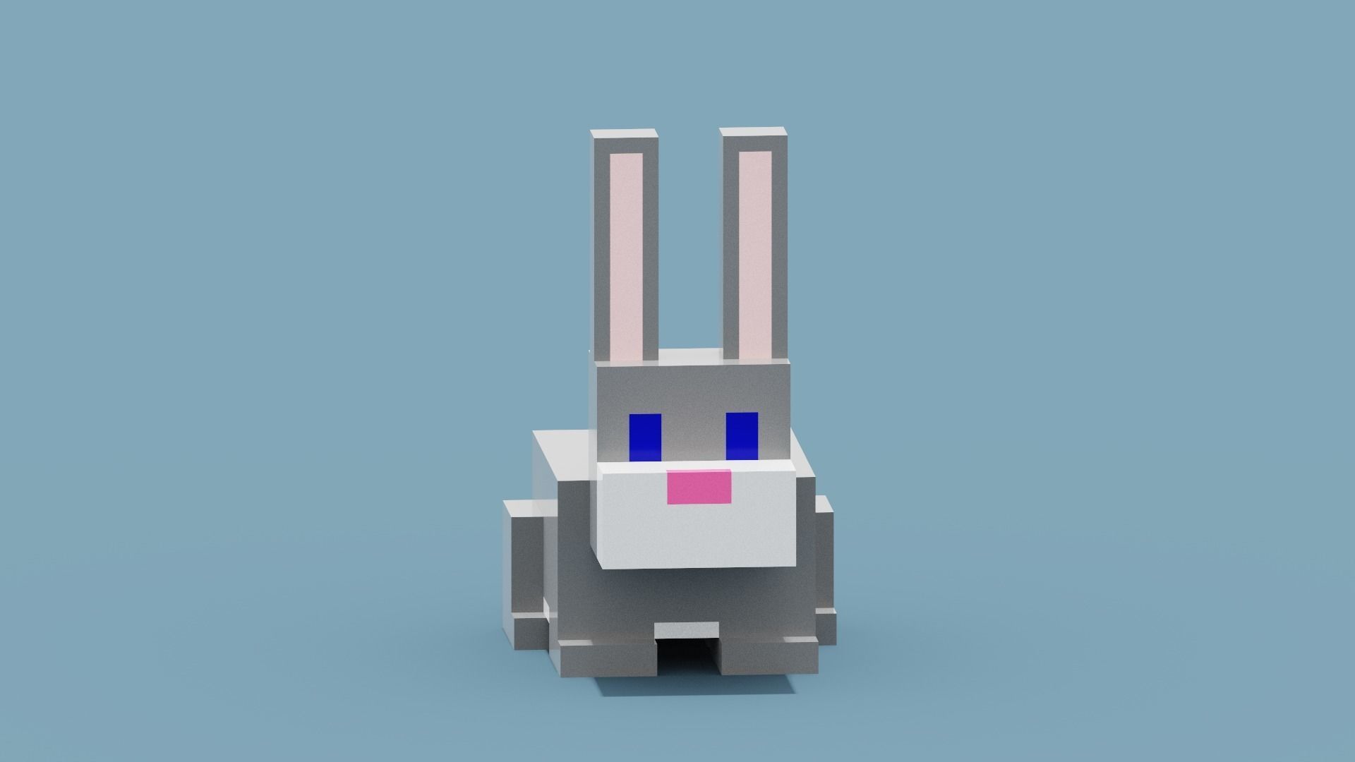 Voxel Rabbit Low-poly 3D model_1