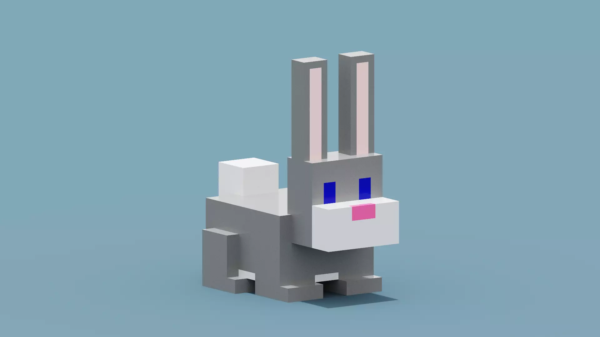 Voxel Rabbit Low-poly 3D model_0