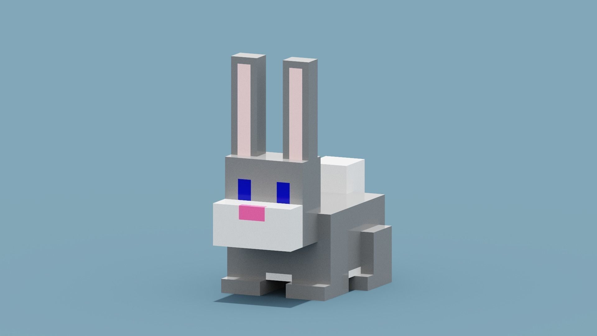 Voxel Rabbit Low-poly 3D model_4