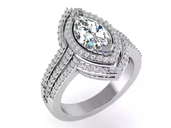 3-Row diamond ring 3098 3D print model 