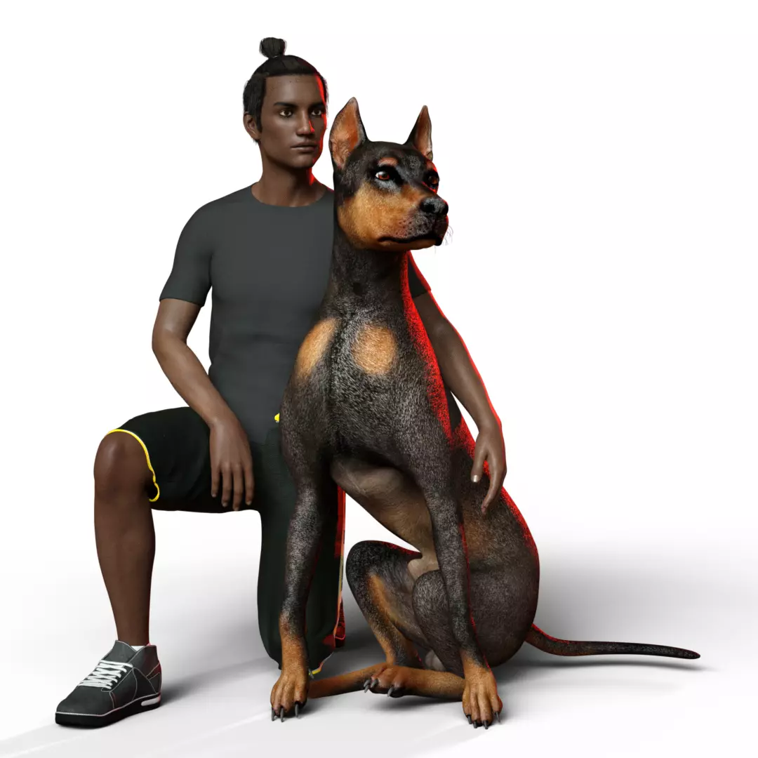 KID PLAY WITH DOG 2 3D print model