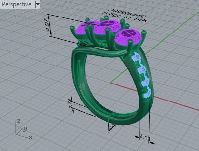 3-Stone blue diamond ring 3099 3D print model 3D print model_7