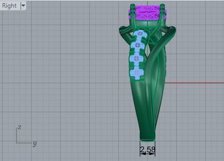 3-Stone blue diamond ring 3099 3D print model 3D print model_6