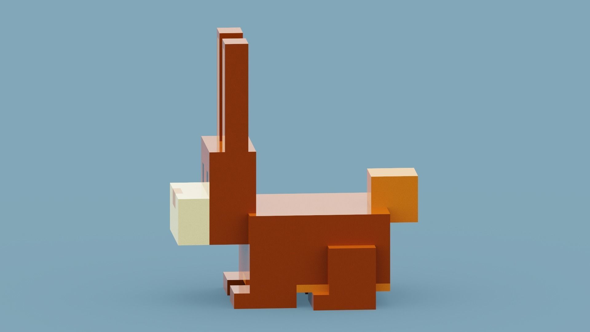 Voxel Brown Rabbit Low-poly 3D model_6
