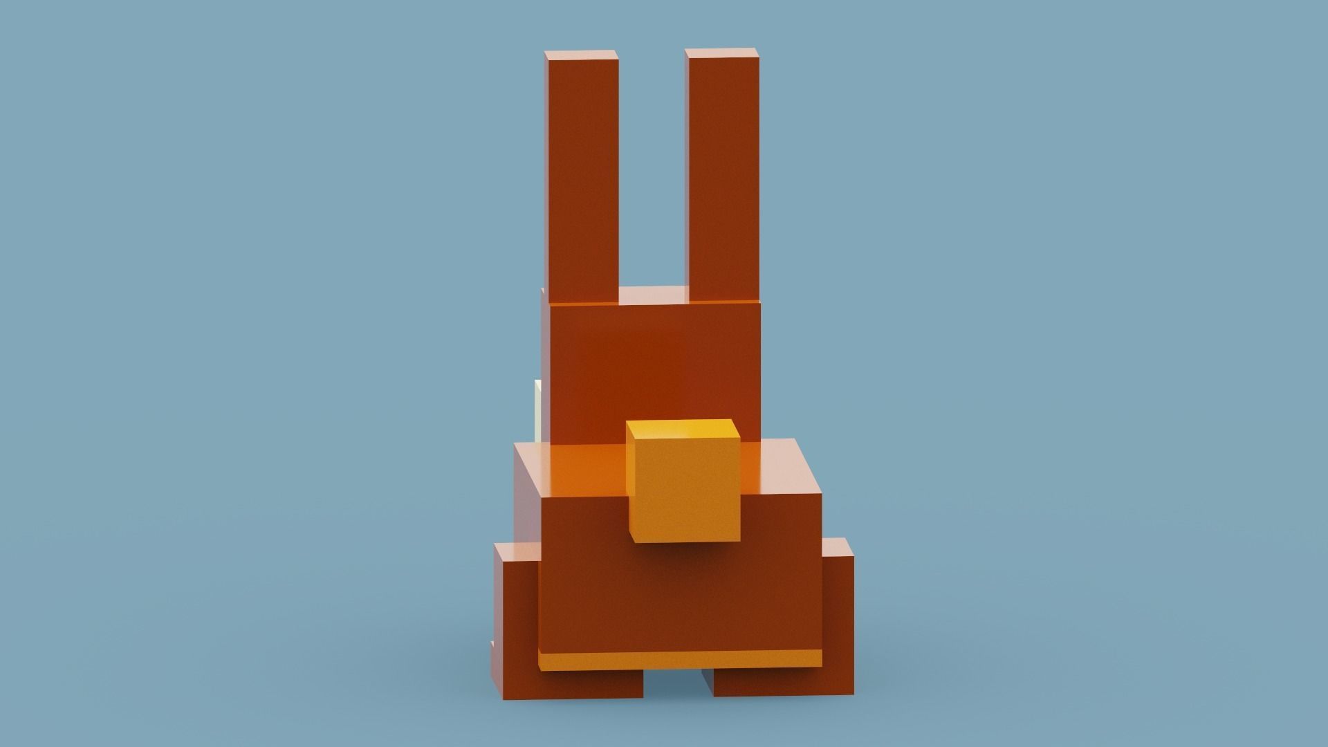 Voxel Brown Rabbit Low-poly 3D model_8