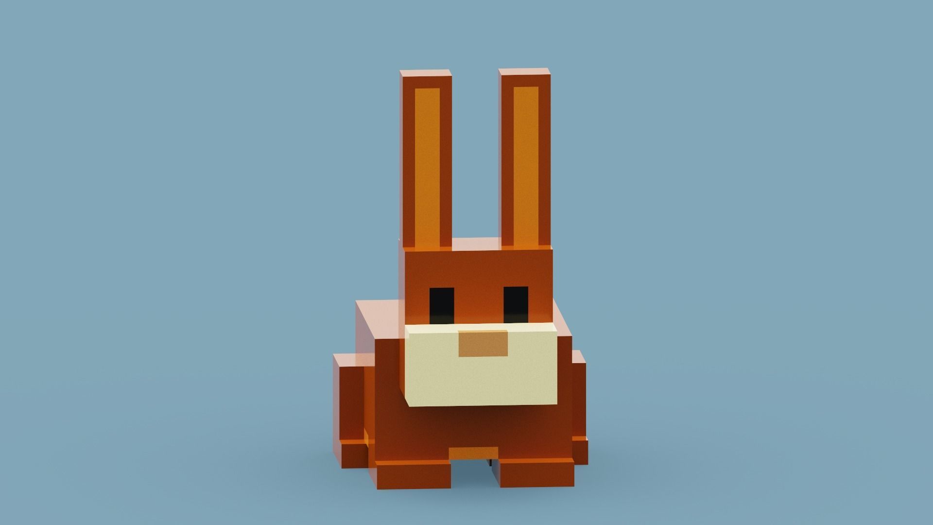 Voxel Brown Rabbit Low-poly 3D model_3