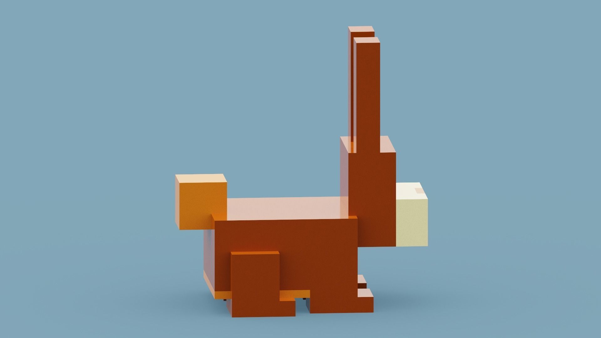 Voxel Brown Rabbit Low-poly 3D model_7