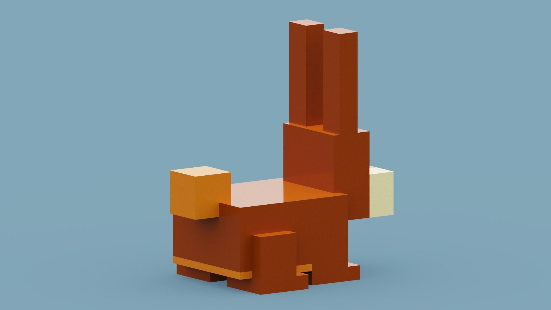 Voxel Brown Rabbit Low-poly 3D model_11