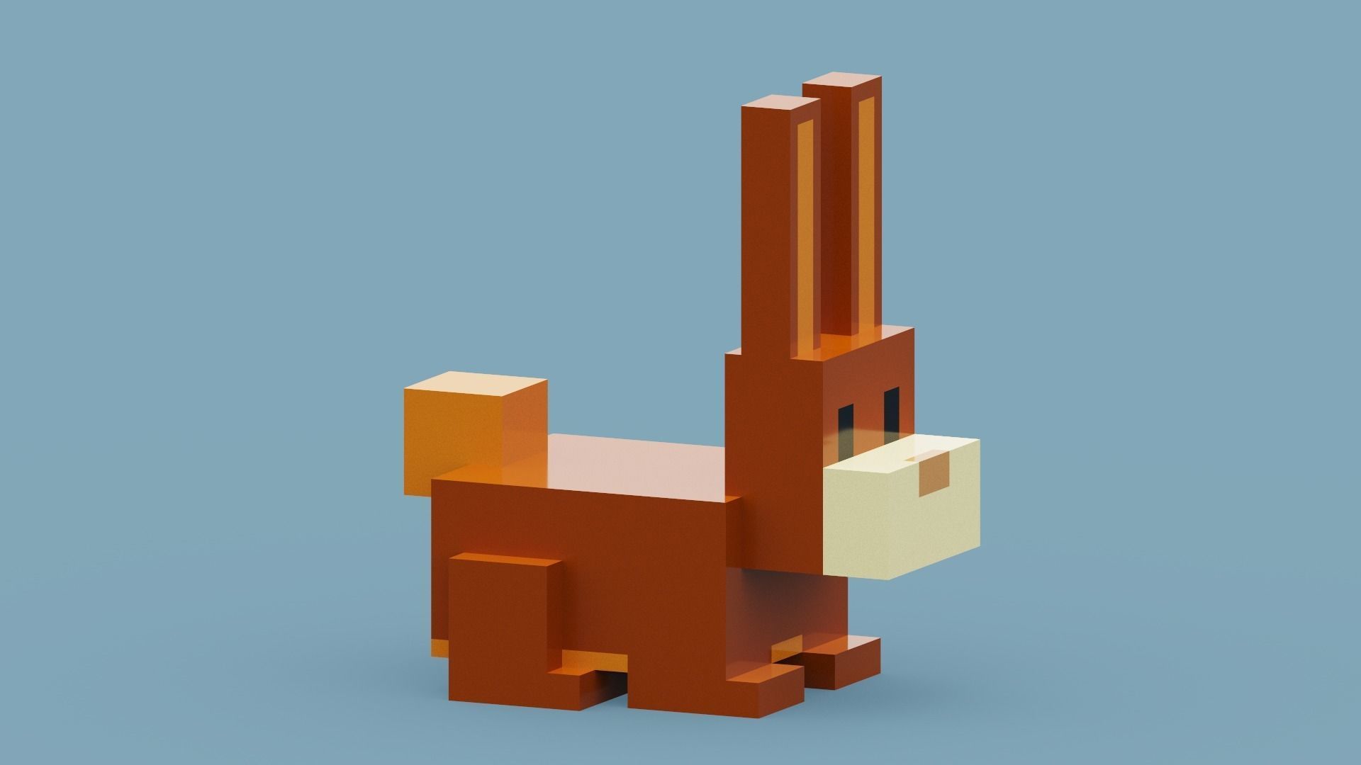 Voxel Brown Rabbit Low-poly 3D model_10