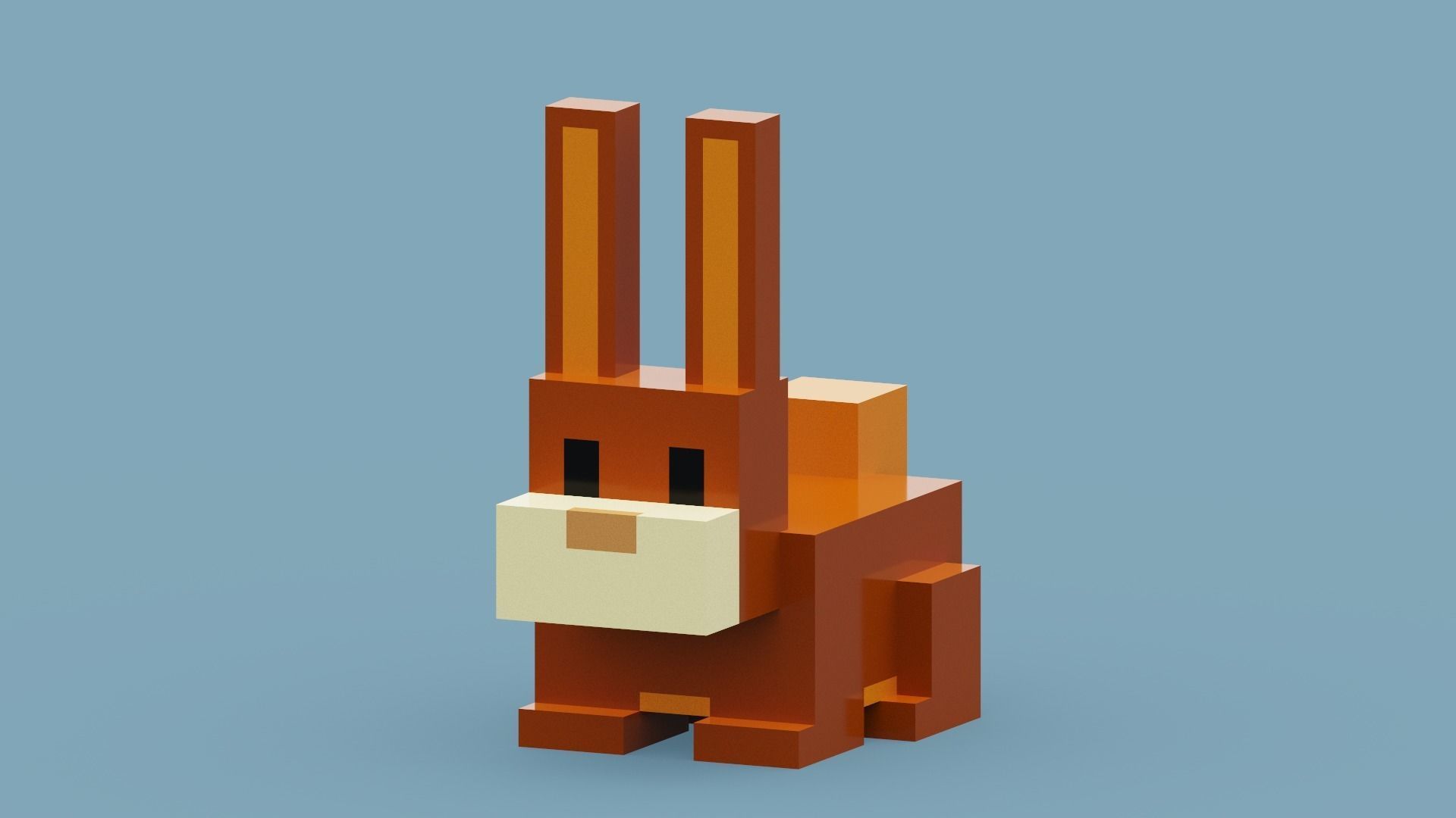Voxel Brown Rabbit Low-poly 3D model_1