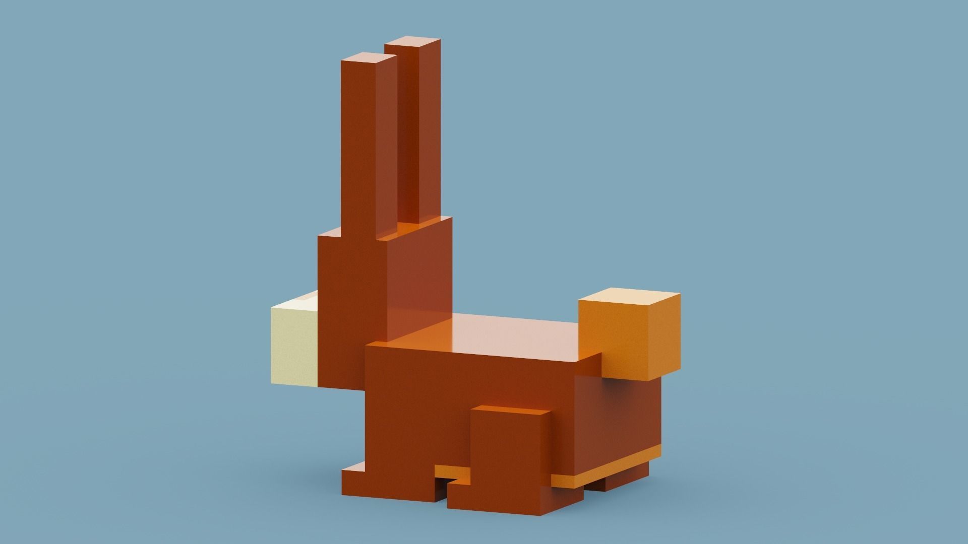 Voxel Brown Rabbit Low-poly 3D model_5