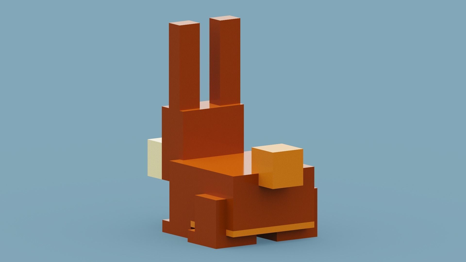 Voxel Brown Rabbit Low-poly 3D model_4