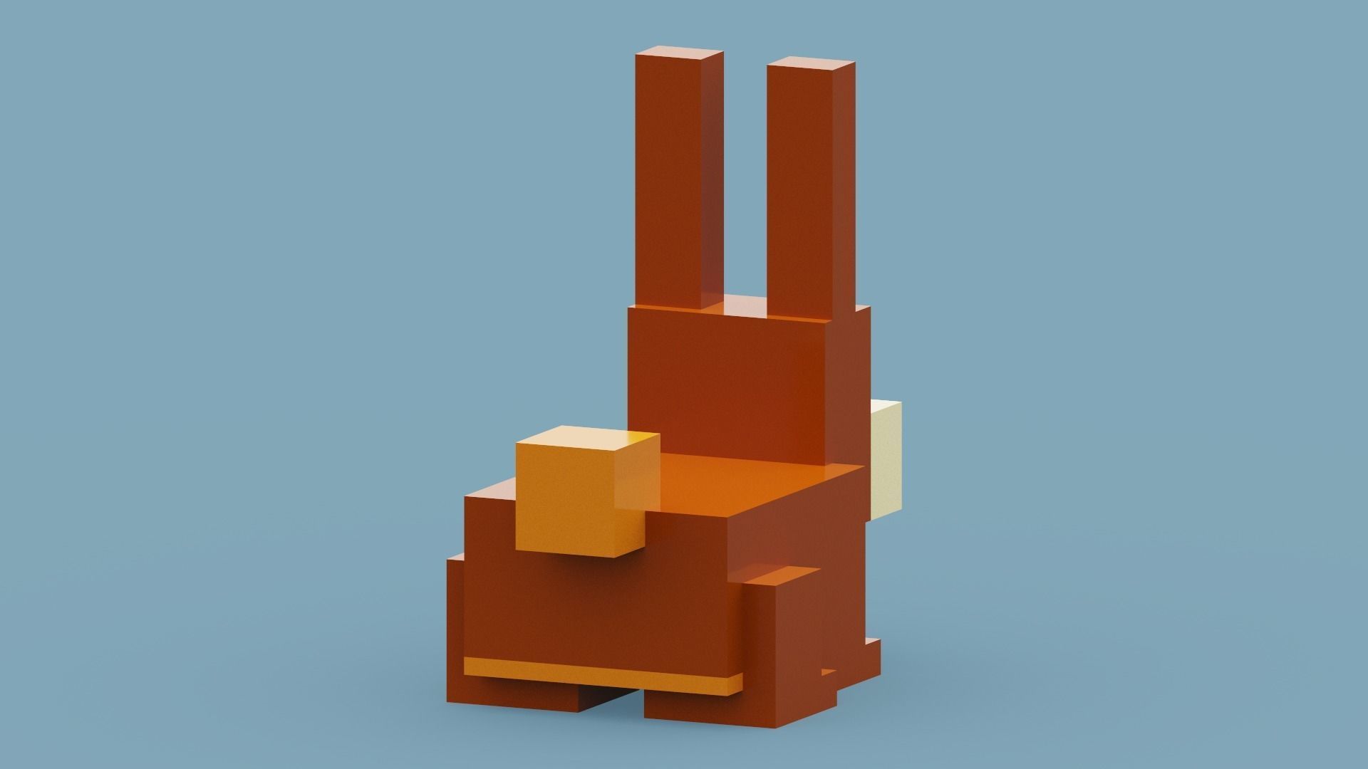 Voxel Brown Rabbit Low-poly 3D model_9