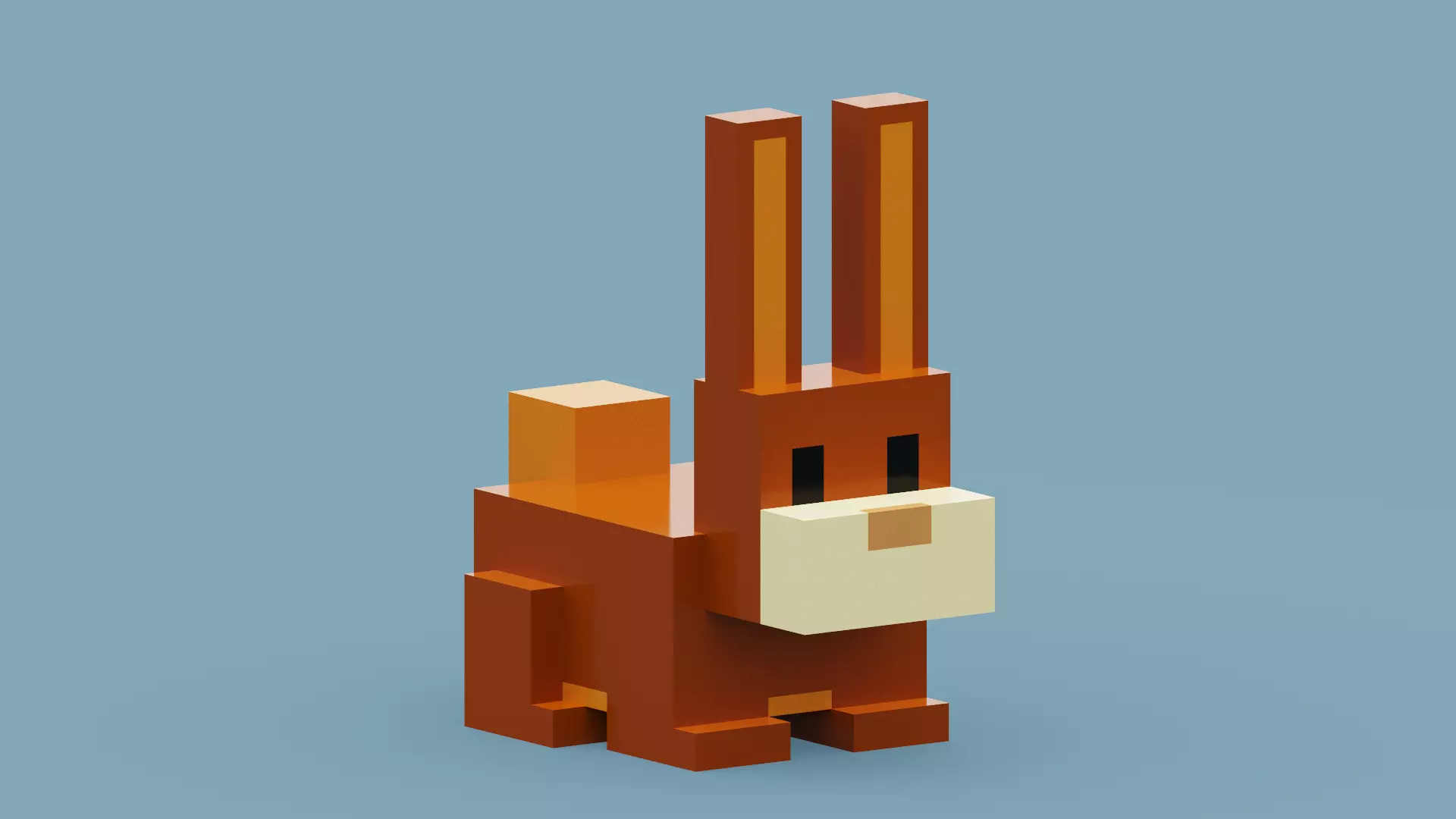 Voxel Brown Rabbit Low-poly 3D model_0