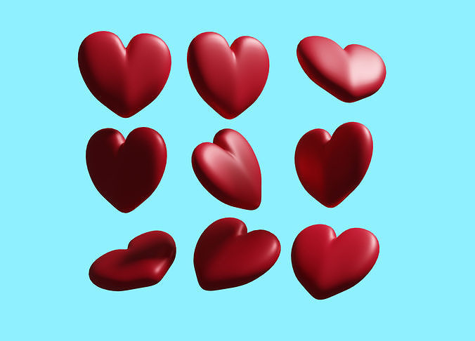 Heart 3d model group of hearts 3D model