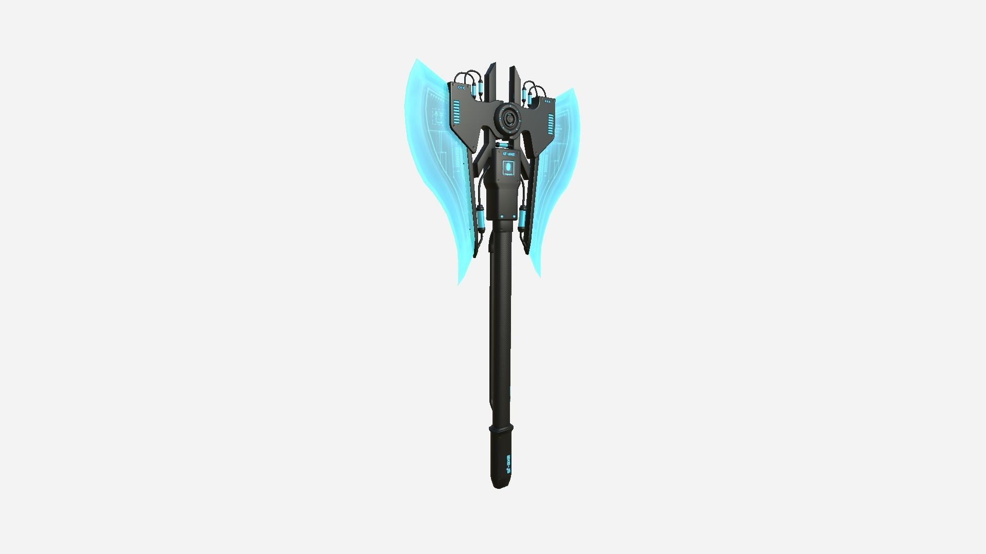 SciFi War Axe B01 Black Blue - Sci Fi Weapon Design Low-poly 3D model_4