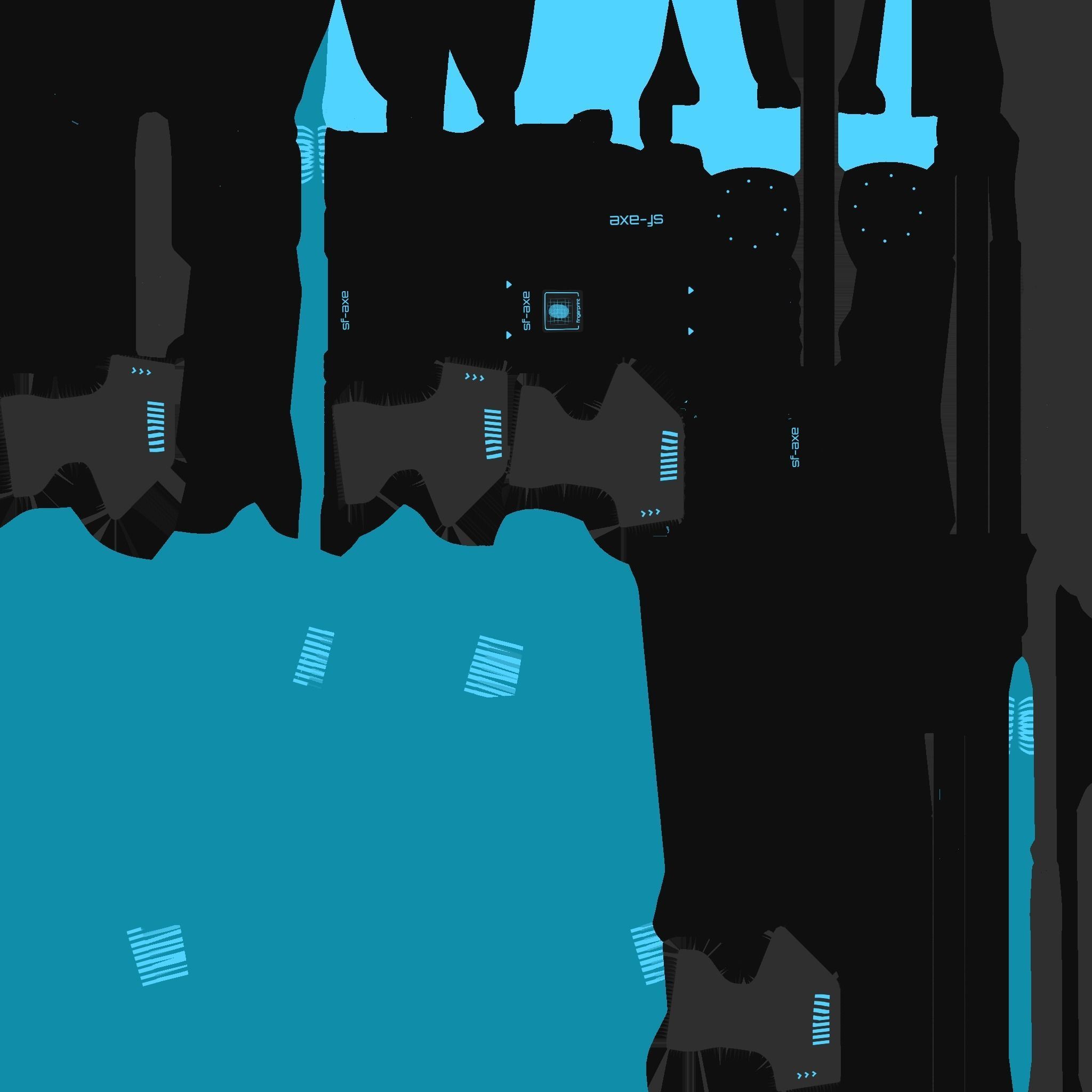 SciFi War Axe B01 Black Blue - Sci Fi Weapon Design Low-poly 3D model_20