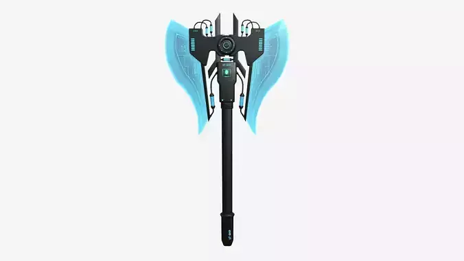 SciFi War Axe B01 Black Blue - Sci Fi Weapon Design Low-poly 3D model