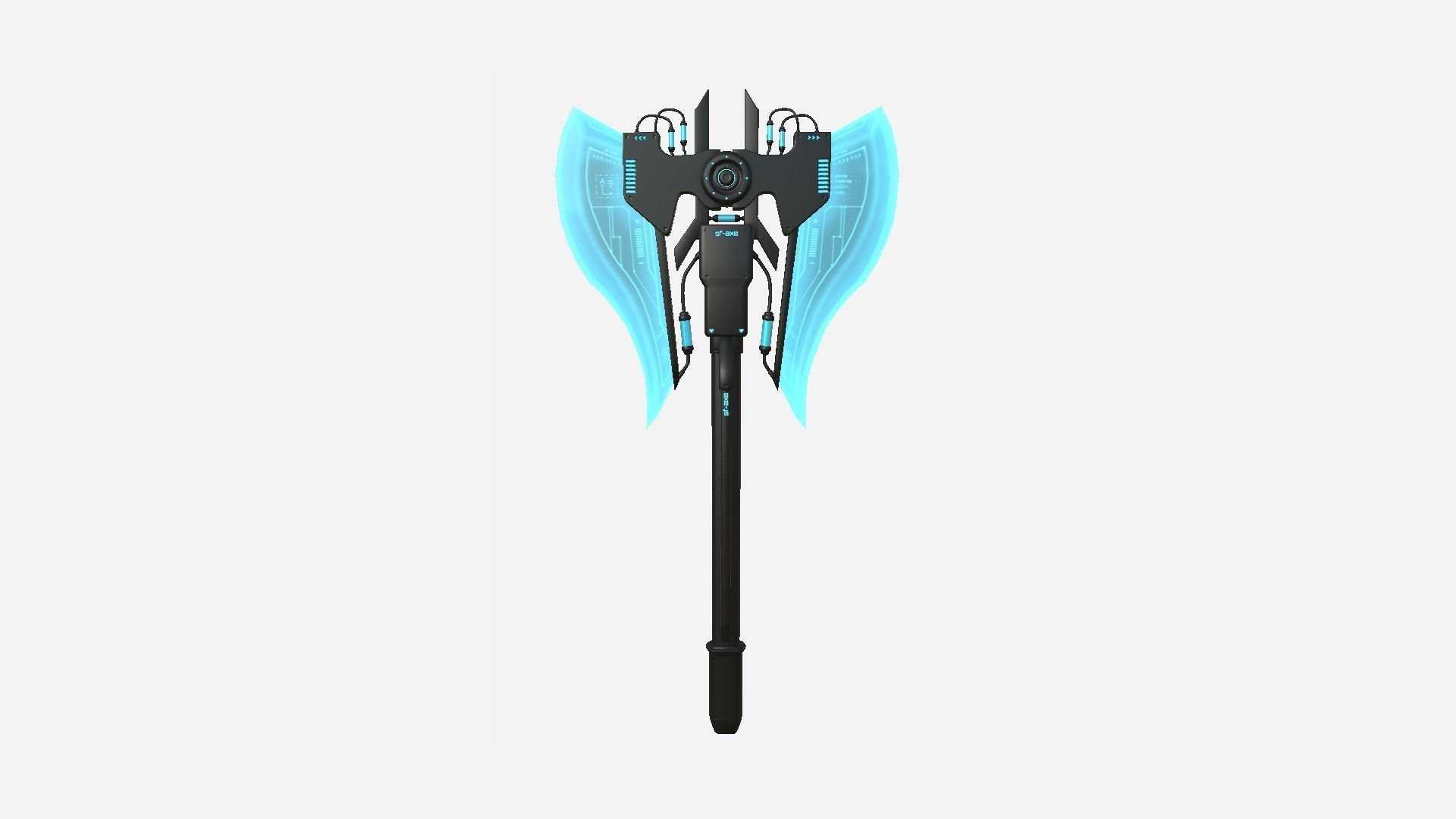 SciFi War Axe B01 Black Blue - Sci Fi Weapon Design Low-poly 3D model_3