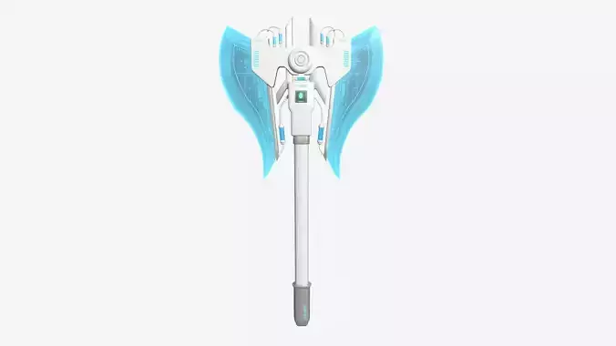 SciFi War Axe B02 White Blue - Sci Fi Weapon Design Low-poly 3D model