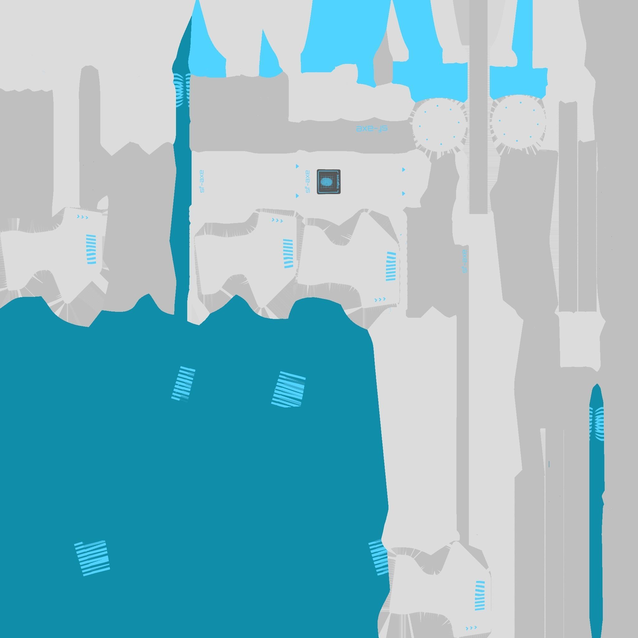 SciFi War Axe B02 White Blue - Sci Fi Weapon Design Low-poly 3D model_20