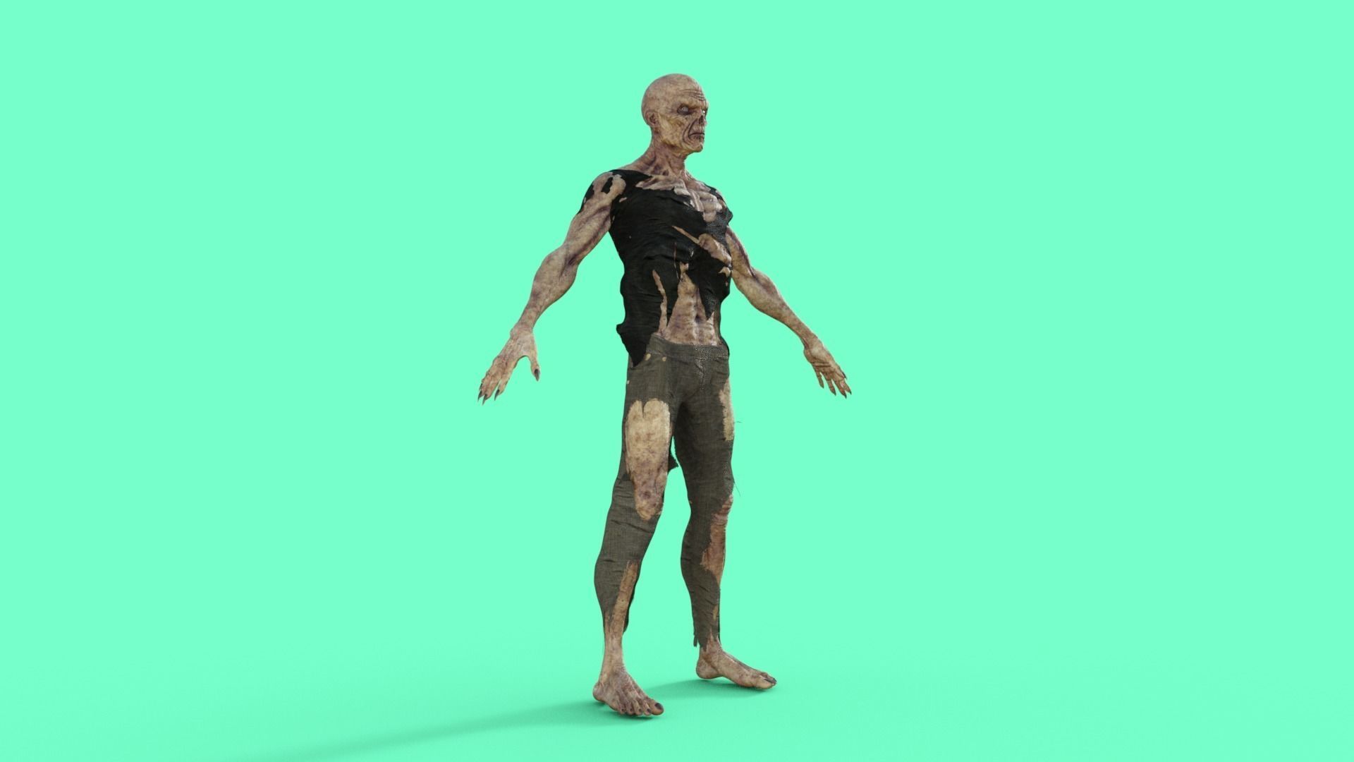 Scary Zombie Rigged 3D model_25