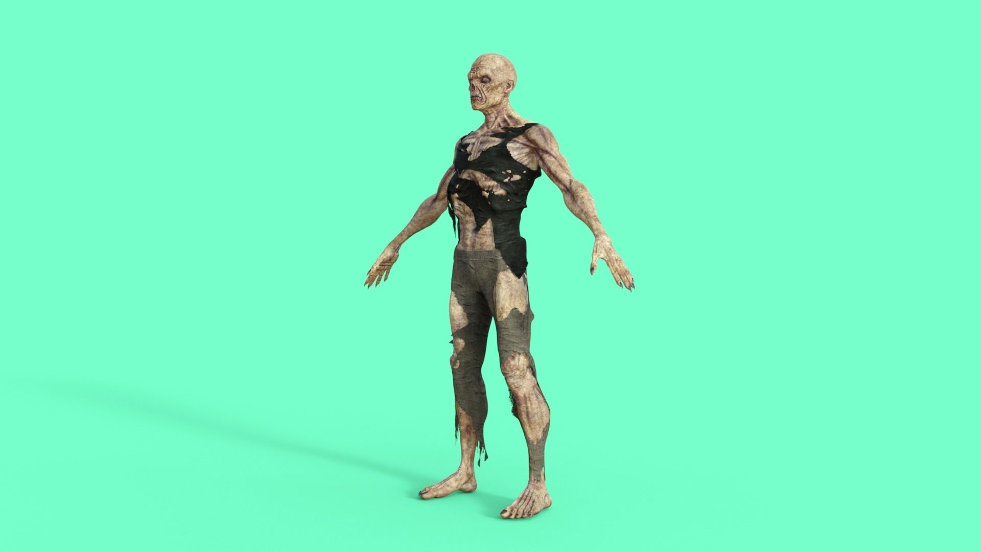 Scary Zombie Rigged 3D model_27