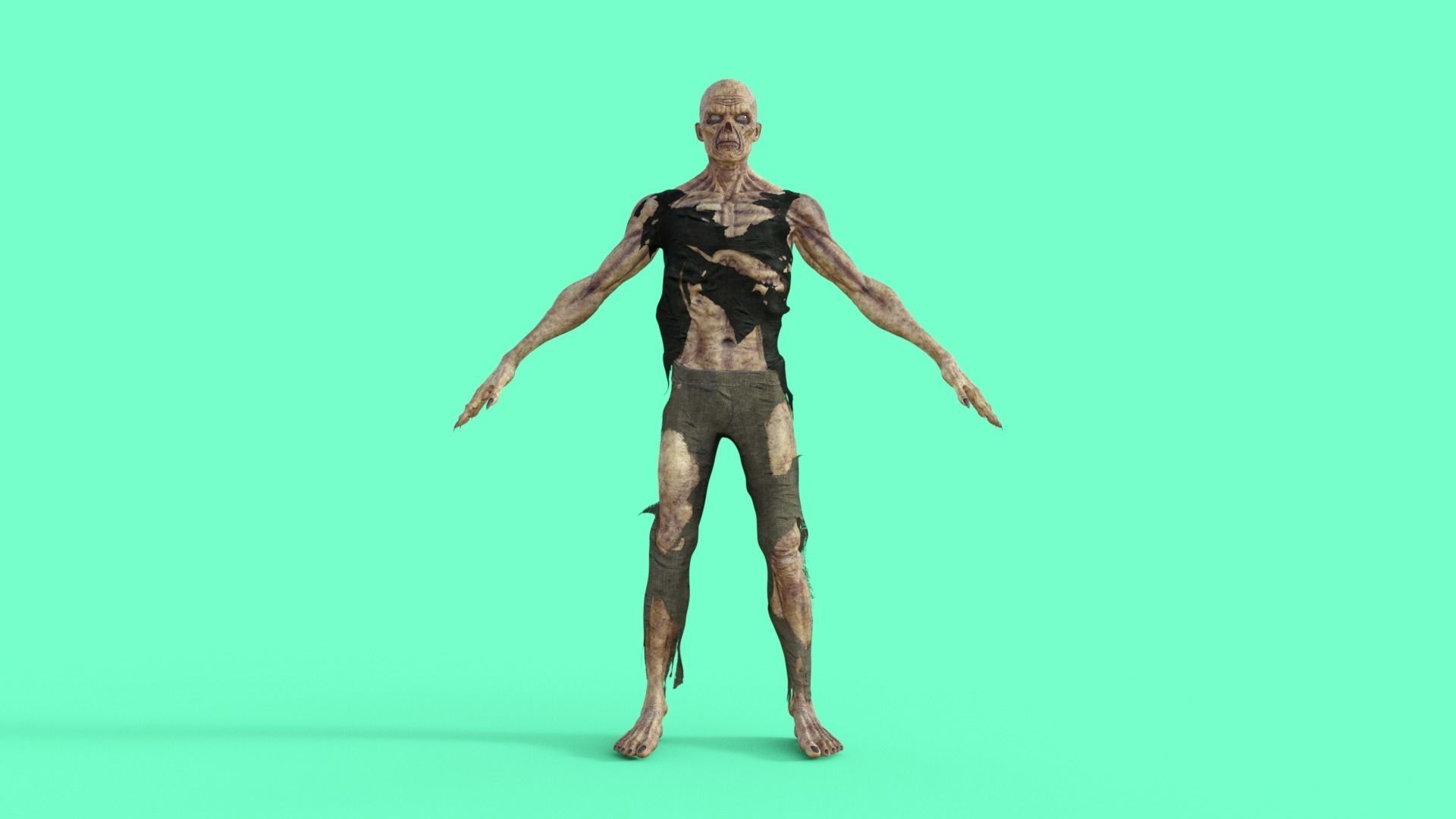 Scary Zombie Rigged 3D model_26