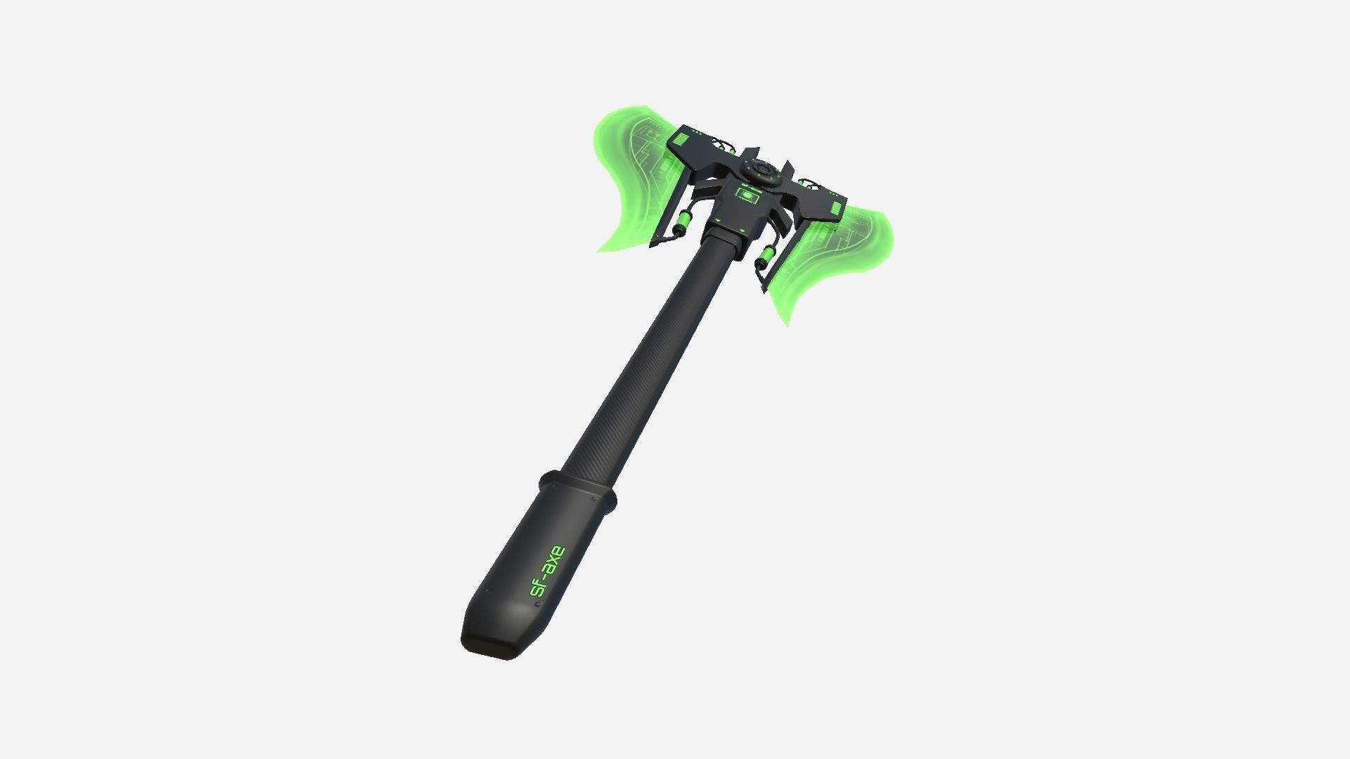 SciFi War Axe B03 Black Green - Sci Fi Weapon Design Low-poly 3D model_2