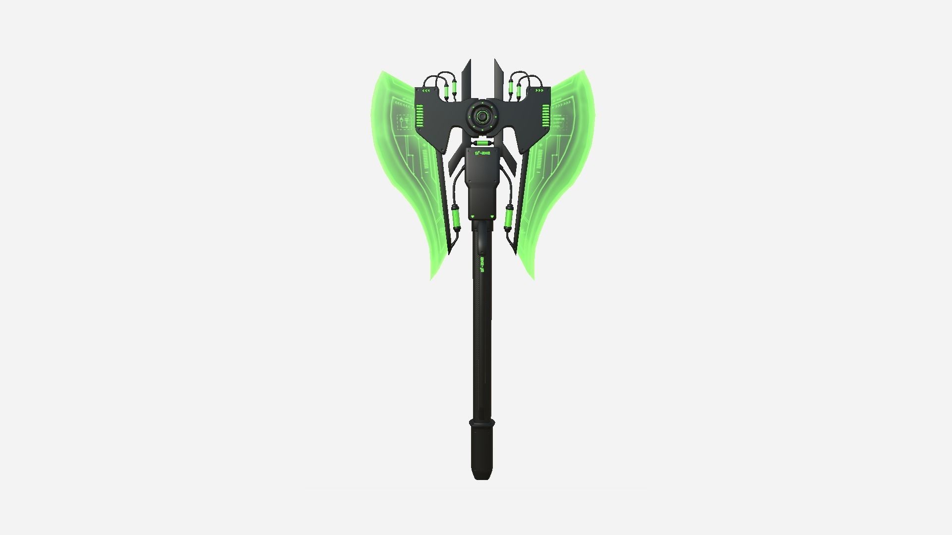 SciFi War Axe B03 Black Green - Sci Fi Weapon Design Low-poly 3D model_3