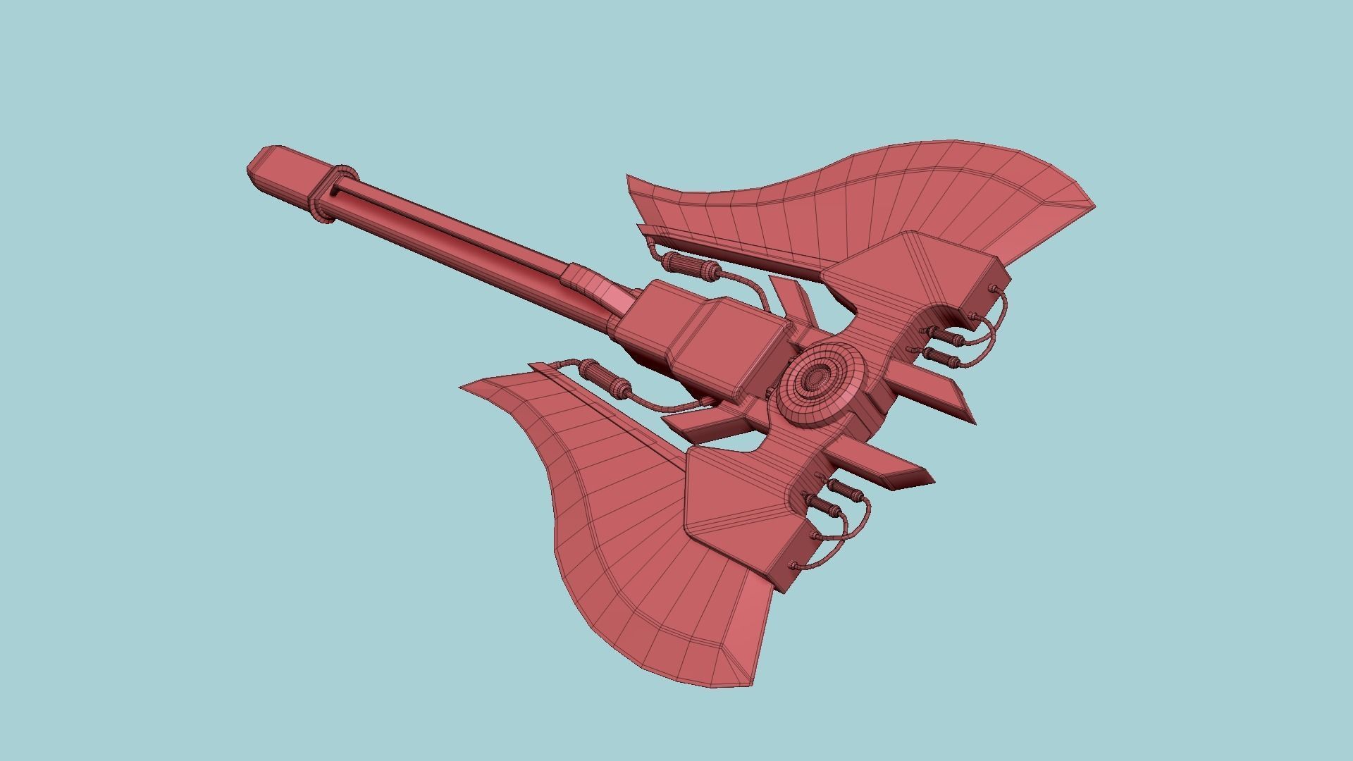 SciFi War Axe B03 Black Green - Sci Fi Weapon Design Low-poly 3D model_15