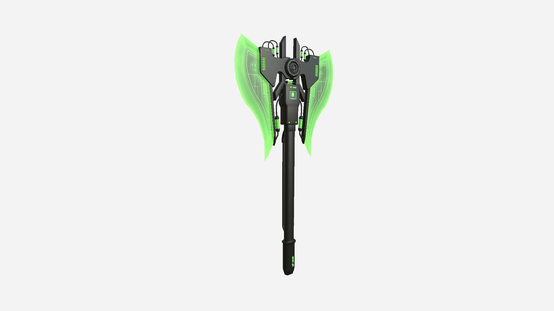 SciFi War Axe B03 Black Green - Sci Fi Weapon Design Low-poly 3D model_4