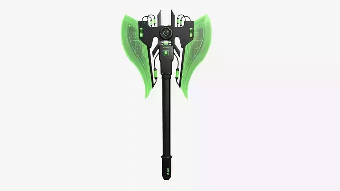 SciFi War Axe B03 Black Green - Sci Fi Weapon Design Low-poly 3D model