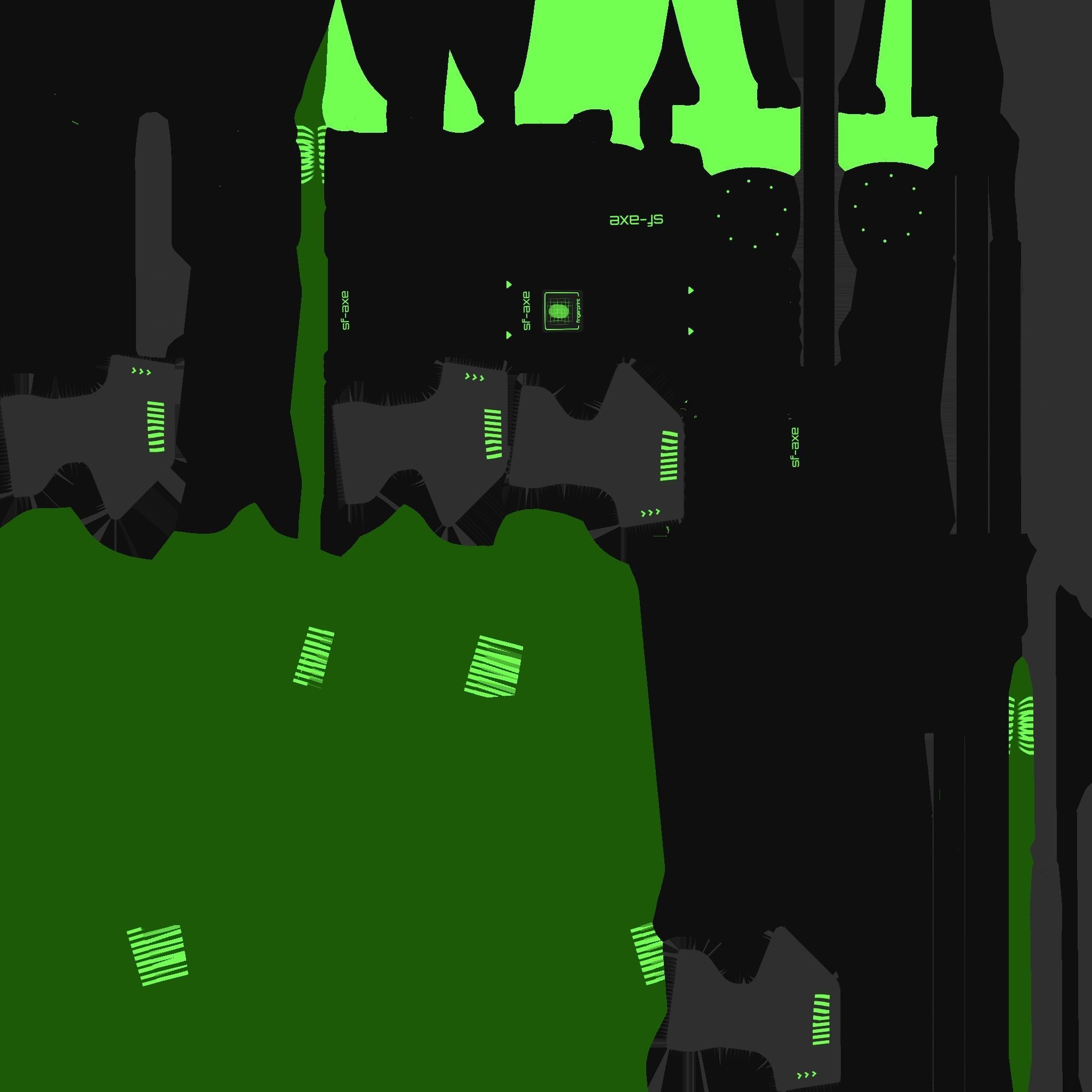 SciFi War Axe B03 Black Green - Sci Fi Weapon Design Low-poly 3D model_20