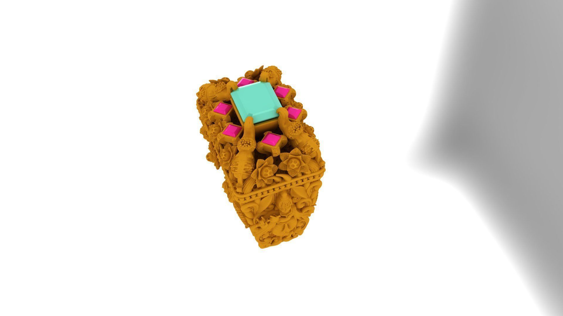 lord krishna and elephant ring  3D print model_6