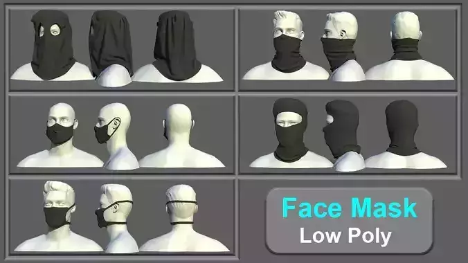 Face Mask Low Poly With UV Vol 1