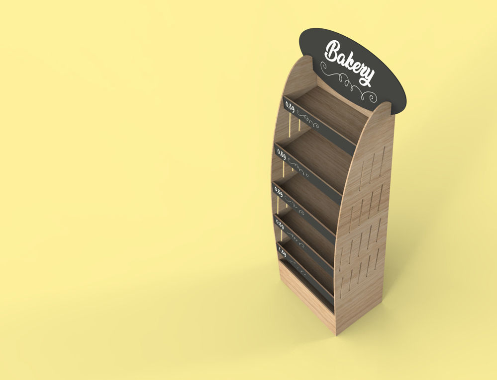 Wooden stand POS Bakery Bread Display  3D model_3
