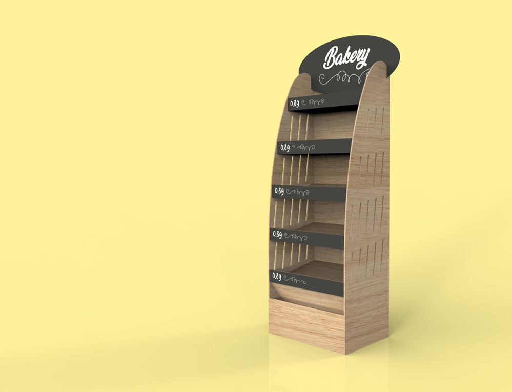 Wooden stand POS Bakery Bread Display  3D model_1